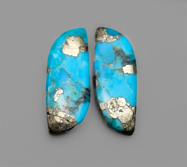 Morenci Turquoise Pair With Pyrite Inclusion