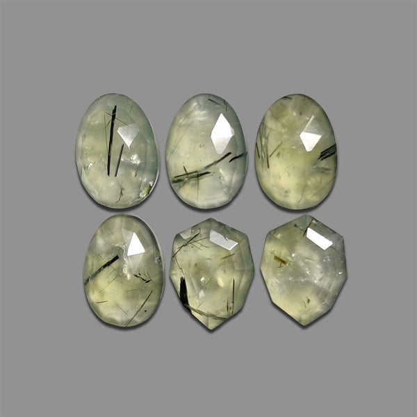 Mix-Cut-Prehnite-Lot-With-Tourmaline-Inclusion-5076 | Gemstone for sale | Gemstones by Lapidary Artist