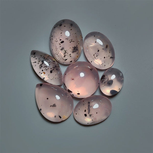 AAA Rose Quartz With Diopside Inclusion Cabochons Lot