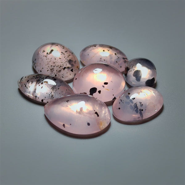 AAA Rose Quartz With Diopside Inclusion Cabochons Lot