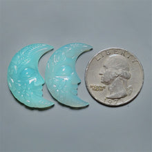 Handcarved Paraiba Chalcedony Crescent Moonface Lot