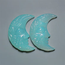 Handcarved Paraiba Chalcedony Crescent Moonface Lot