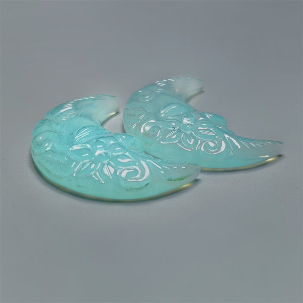 Handcarved Paraiba Chalcedony Crescent Moonface Lot