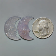 Handcarved Lavender Chalcedony Crescent Moonface Lot