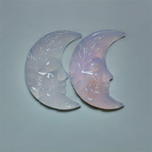 Handcarved Lavender Chalcedony Crescent Moonface Lot