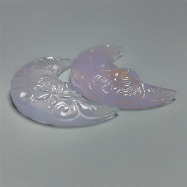 Handcarved Lavender Chalcedony Crescent Moonface Lot