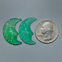 Handcarved Chrome Chalcedony Crescent Moonface Lot