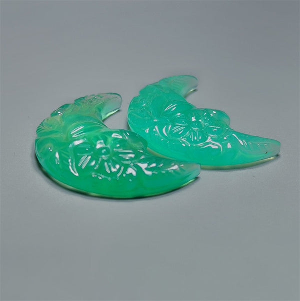 Handcarved Chrome Chalcedony Crescent Moonface Lot
