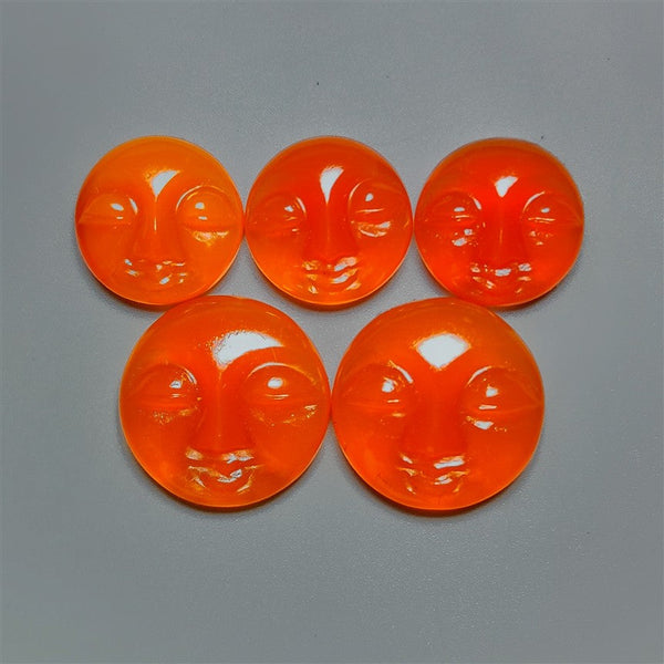 Handcarved Carnelian Agate Moonface Lot