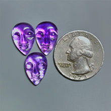 Handcarved Amethyst And Mother Of Pearl Doublet Moonface Lot
