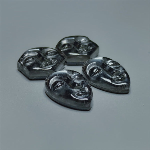 Handcarved Crystal And Hematite Moonface Lot