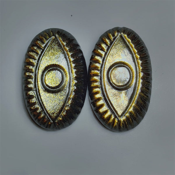 Handcarved Golden Sheen Obsidian Evil Eye Lot