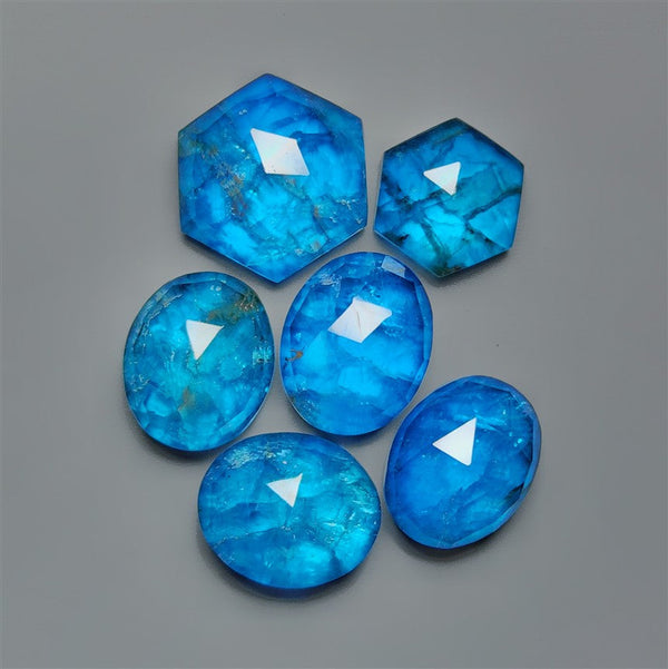 Rose Cut Himalayan Quartz And Neon Apatite Doublets Lot