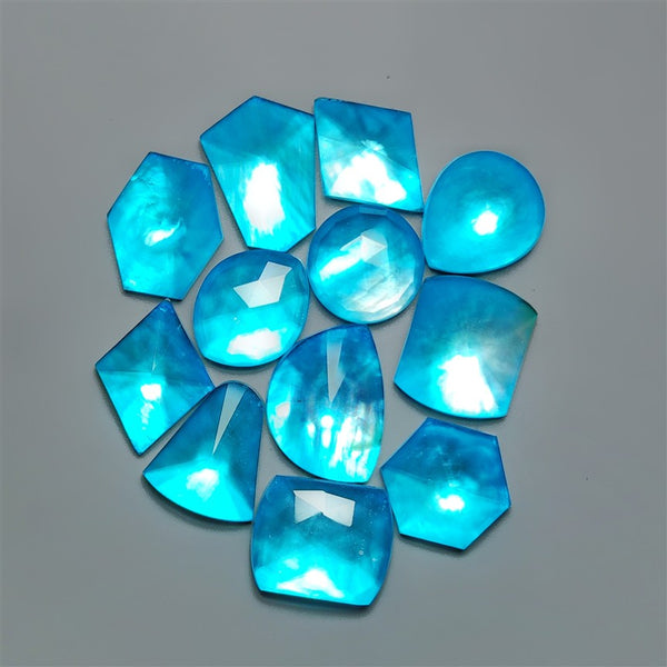 Radian Cut Himalayan Quartz & Aqua Mother of Pearl Doublets Lot