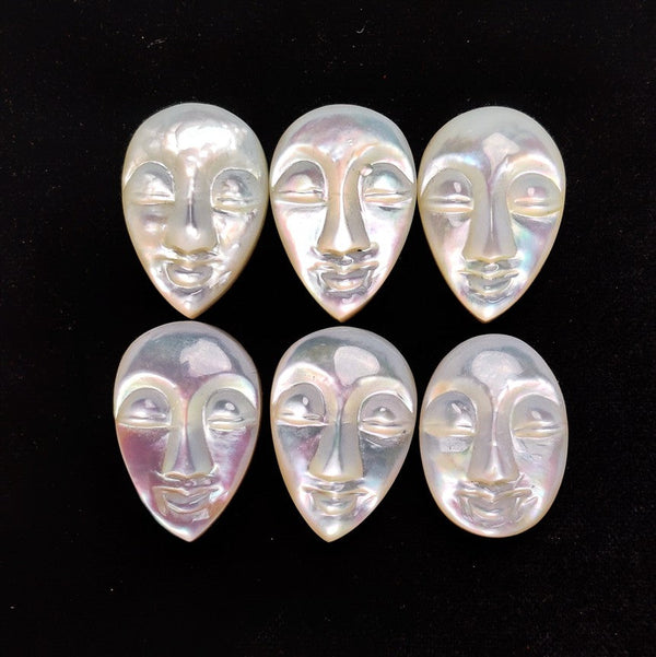Handcarved Mother Of Pearl Moonface Lot