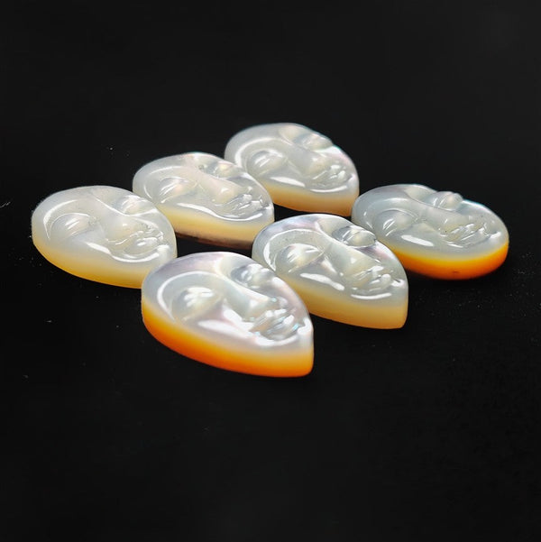 Handcarved Mother Of Pearl Moonface Lot