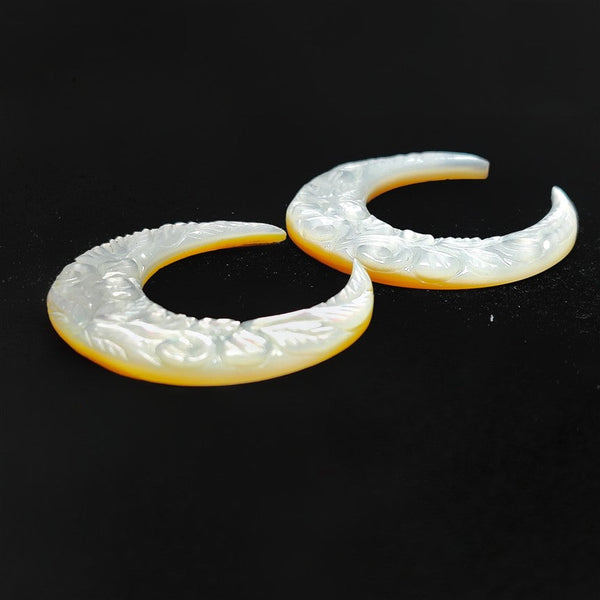 Mughal Carved Mother Of Pearl Crescents Lot