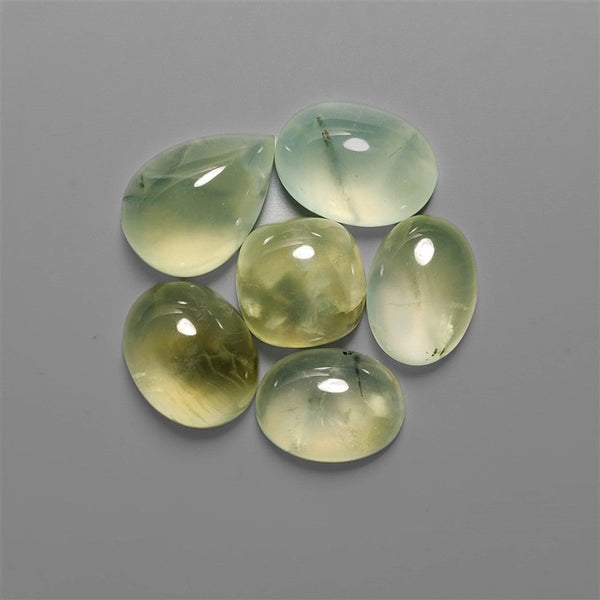 Prehinite Cabochons Lot (With Tourmaline Inclusion) 