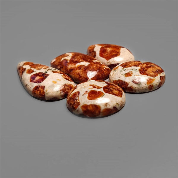 Garnet In Limestone Cabochons Lot