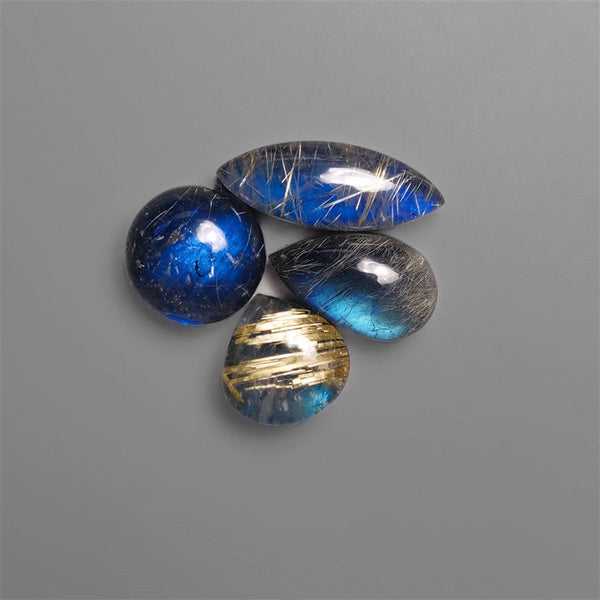Golden Rutilated Quartz And Labradorite Doublets Lot