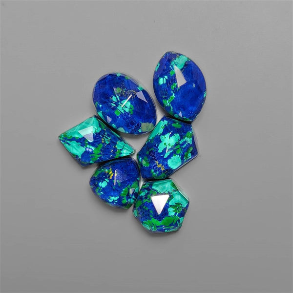 Rose Cut Crystal & Compressed Azurite Malachite Doublets Lot