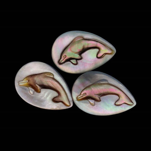Mother Of Pearl Dolphins Carvings Lot
