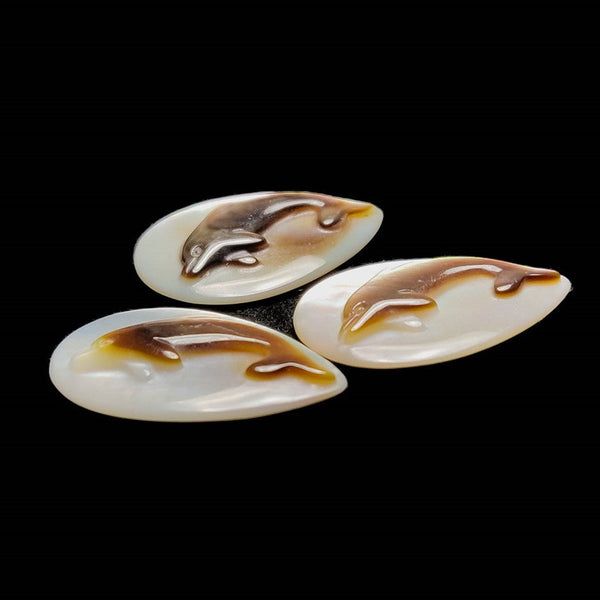 Mother Of Pearl Dolphins Carvings Lot