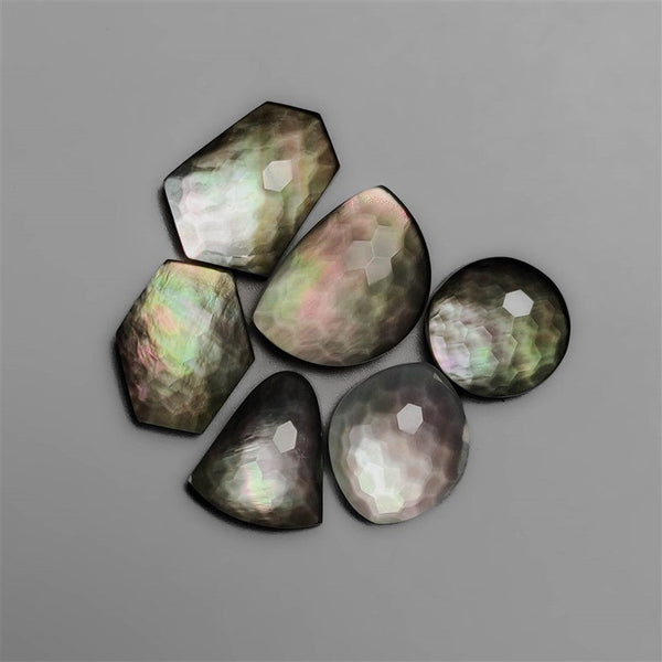 Honeycomb Cut Crystal And Tahitian Mother Of Pearls Doublets