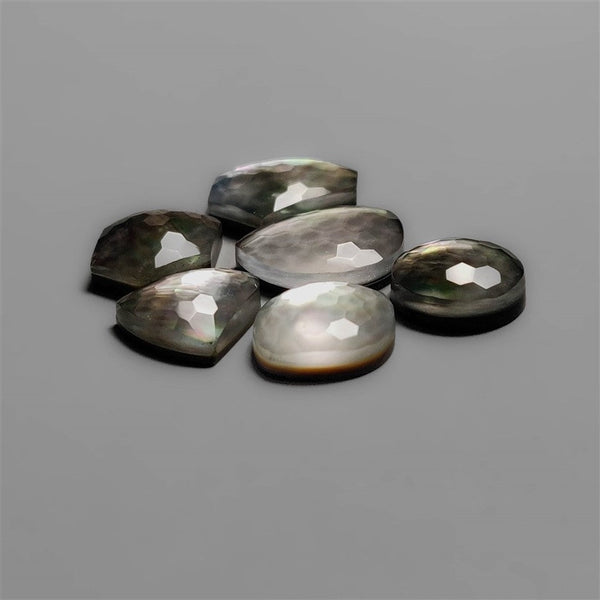 Honeycomb Cut Crystal And Tahitian Mother Of Pearls Doublets
