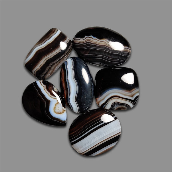 Black Banded Agate Cabochons Lot-4639 | Gemstone for sale