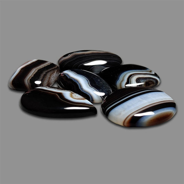 Black Banded Agate Cabochons Lot