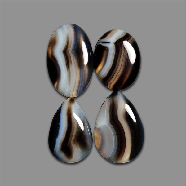 Tuxedo Banded Agate Cabochons Lot-4640 | Gemstone for sale