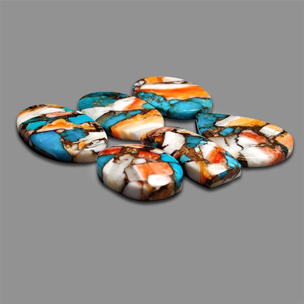 Spiny Oyster Mohave Turquoise Cabochons Lot