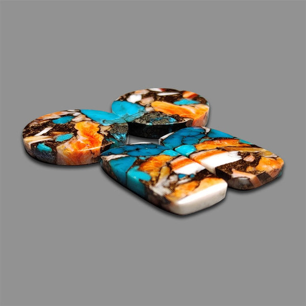 Spiny Oyster Mohave Turquoise Cabochons Lot