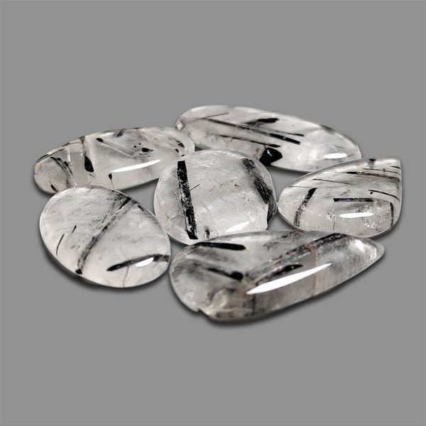 Black Tourmaline In Quartz Cabochons Lot