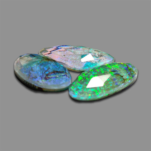 Rose Cut Himalayan Quartz And Monarch Opal Doublet Lot