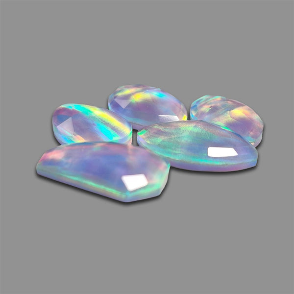 Rose Cut Himalayan Quartz And Aurora Opal Doublets Lot