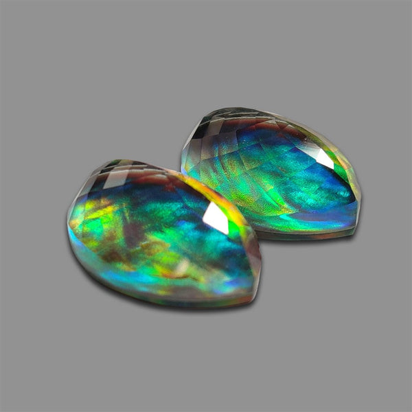 Faceted Himalayan Quartz And Aurora Opal Doublet Pair