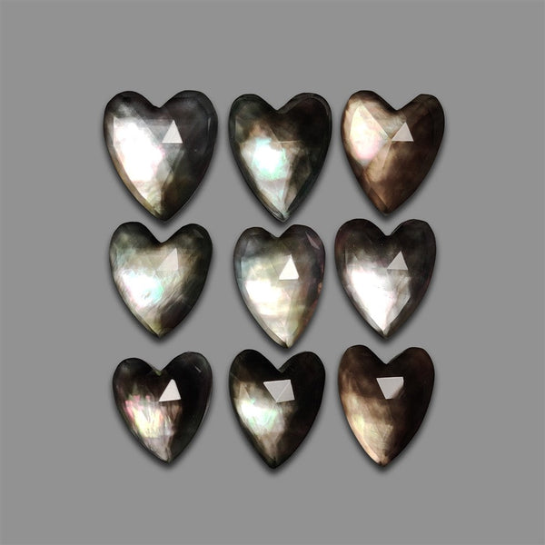 Rose Cut Himalayan Quartz And Tahitian Mother Of Pearl Hearts Lot-4792 | Gemstone for sale