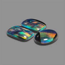 Aurora Opal Inlay In Black Onyx Doublets Lot