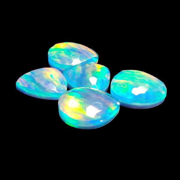 Honeycomb Cut Himalayan Quartz And Aurora Opal Doublets Lot