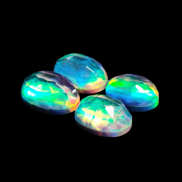 Rose Cut Himalayan Quartz And Aurora Opal Doublets Lot