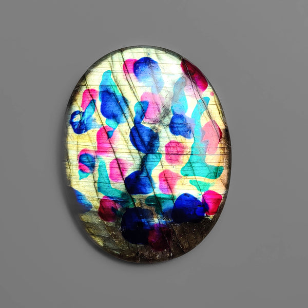 Hand-Printed Labradorite Cabochon